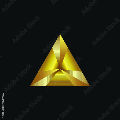 abstract vector graphic illustration of a triangle with elements of iridescent gold plates
