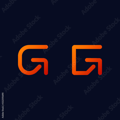 abstract vector graphic illustration of two uppercase letters G with arrows pointing up