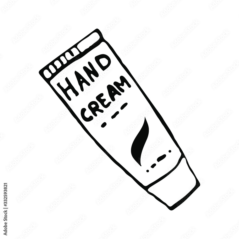 Simple illustration of a tube of cream for hands on a white background.Isolated element. Simple illustration of a tube of cream for hands on a white background.Isolated element.