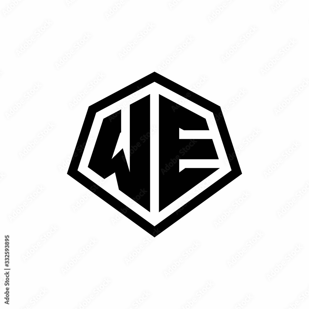 WE monogram logo with hexagon shape and line rounded style design template WE monogram logo with hexagon shape and line rounded style design template