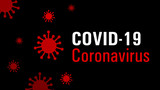 Covid-19 coronavirus sign icon banner isolated on black background. Covid-19 coronavirus concept. dangerous virus.