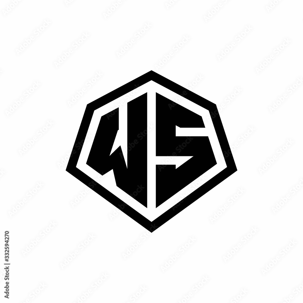 WS monogram logo with hexagon shape and line rounded style design template WS monogram logo with hexagon shape and line rounded style design template