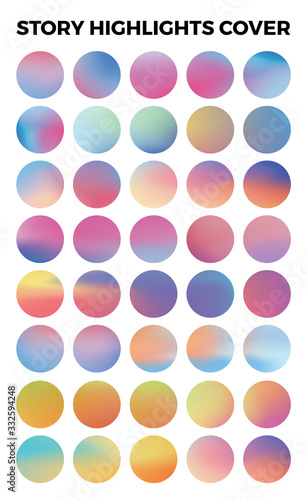 Instagram highlights stories covers icons. Set of 10 highlights gradient covers. Fully editable, scalable vector file.