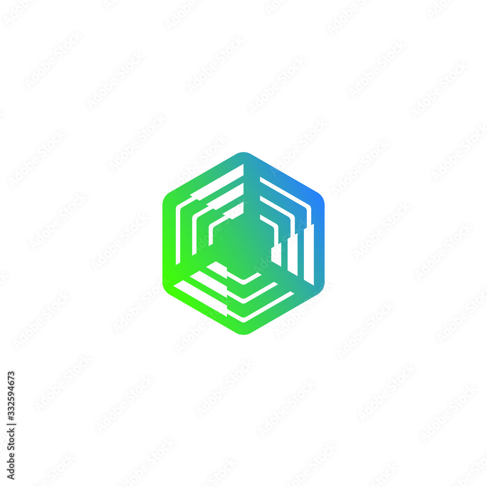 Abstract graphic vector illustration of gradient elements of electrical or computer connection in hexagon shape Abstract graphic vector illustration of gradient elements of electrical or computer connection in hexagon shape