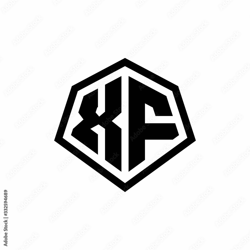 XF monogram logo with hexagon shape and line rounded style design template XF monogram logo with hexagon shape and line rounded style design template
