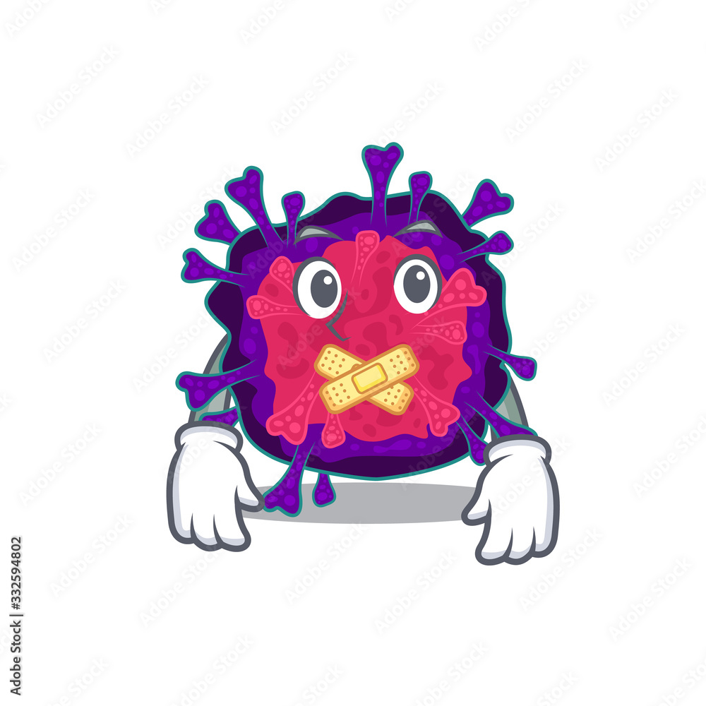 Nyctacovirus mascot cartoon character design with silent gesture