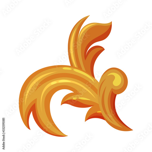 Golden Decorative Monogram or Scroll Isolated on White Background Vector Illustration