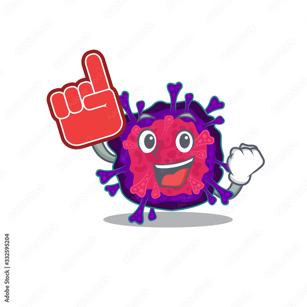 Nyctacovirus mascot cartoon style with Foam finger
