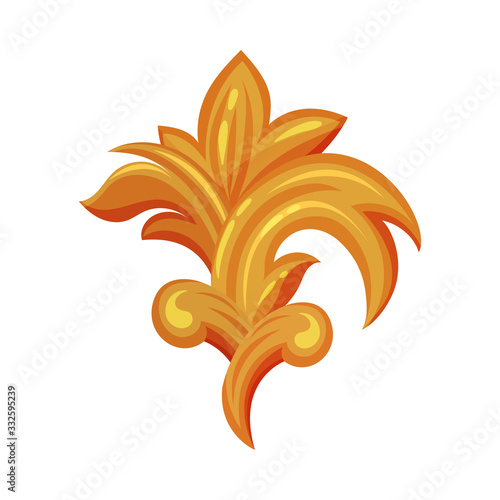 Golden Decorative Monogram or Scroll Isolated on White Background Vector Illustration