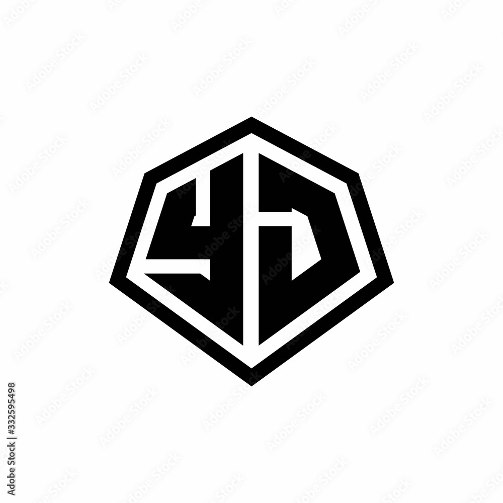 YJ monogram logo with hexagon shape and line rounded style design template YJ monogram logo with hexagon shape and line rounded style design template