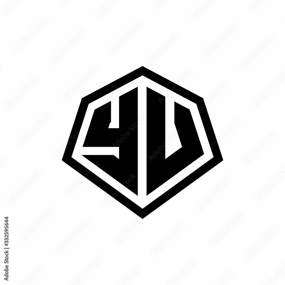 YV monogram logo with hexagon shape and line rounded style design template YV monogram logo with hexagon shape and line rounded style design template