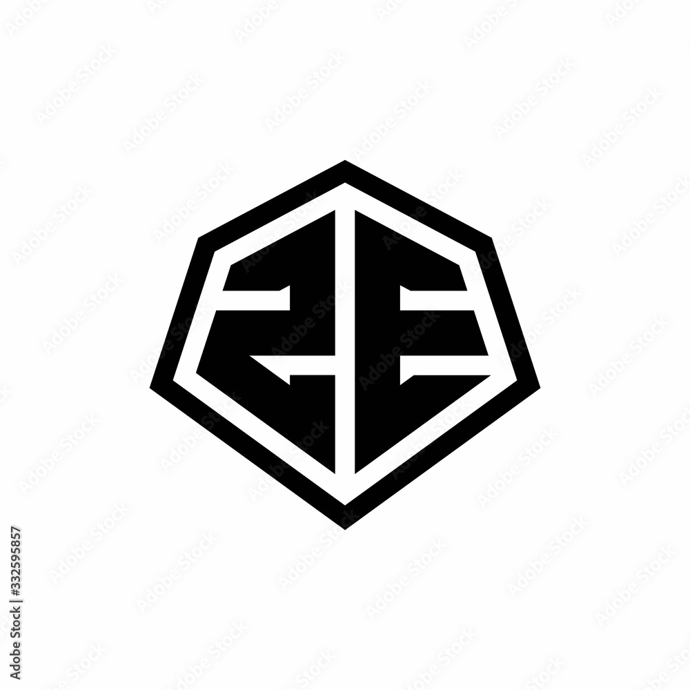 ZE monogram logo with hexagon shape and line rounded style design template ZE monogram logo with hexagon shape and line rounded style design template