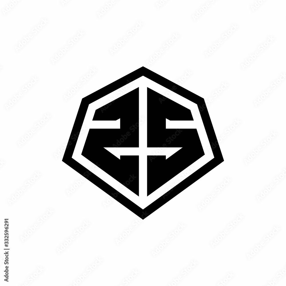 ZS monogram logo with hexagon shape and line rounded style design template ZS monogram logo with hexagon shape and line rounded style design template