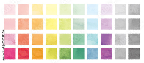 Canvastavla Vector set of rainbow watercolor square shapes. 水彩のベクター四角セット