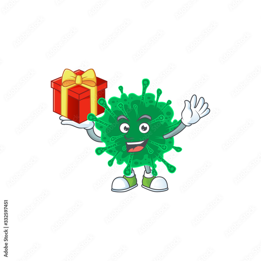 A mascot design style of coronavirus pneumonia showing crazy face A mascot design style of coronavirus pneumonia showing crazy face