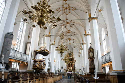 Interior of Trinitatis Kirke Holy Trinity church in Copenhagen  Denmark. February 2020
