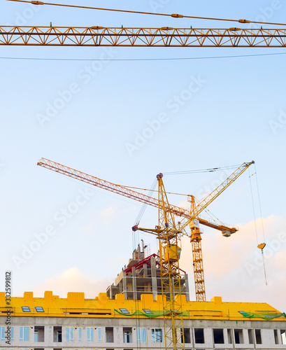 Cranes, construction site, ...