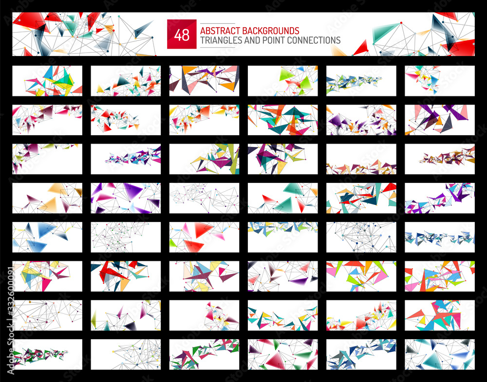 Set of line points connections, triangular technology designs. Abstract geometric backgrounds Set of line points connections, triangular technology designs. Abstract geometric backgrounds