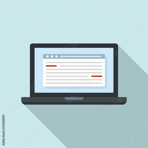 Laptop editor icon. Flat illustration of laptop editor vector icon for web design