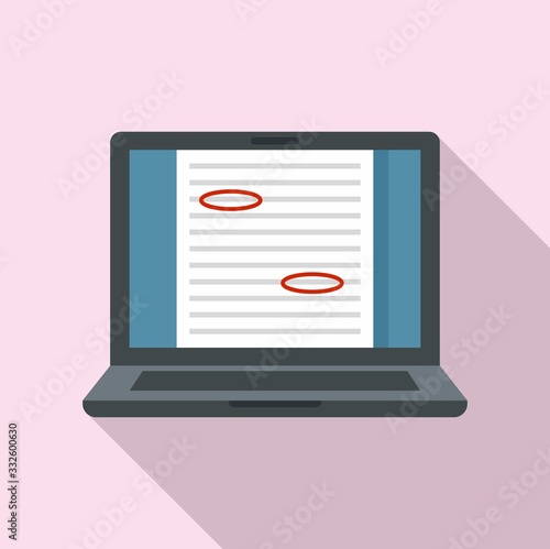 Review laptop editor icon. Flat illustration of review laptop editor vector icon for web design