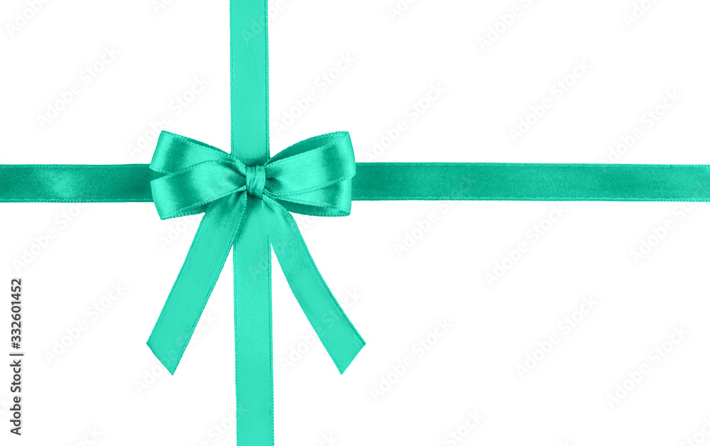 Mint silk ribbon on white background. Mint silk ribbon on white background.