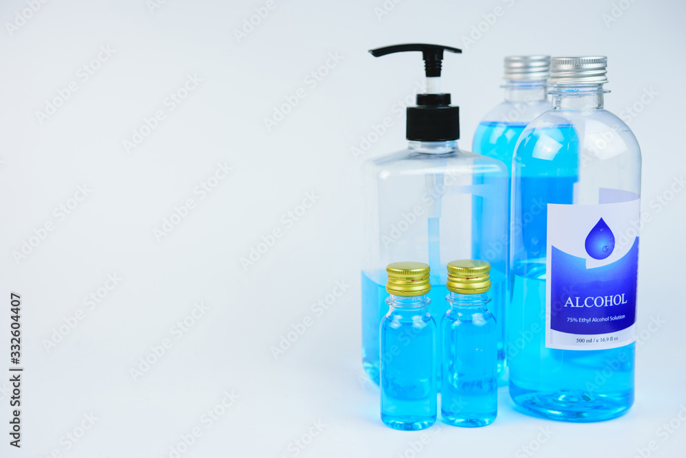 alcohol to protect against corona virus on a white background alcohol to protect against corona virus on a white background