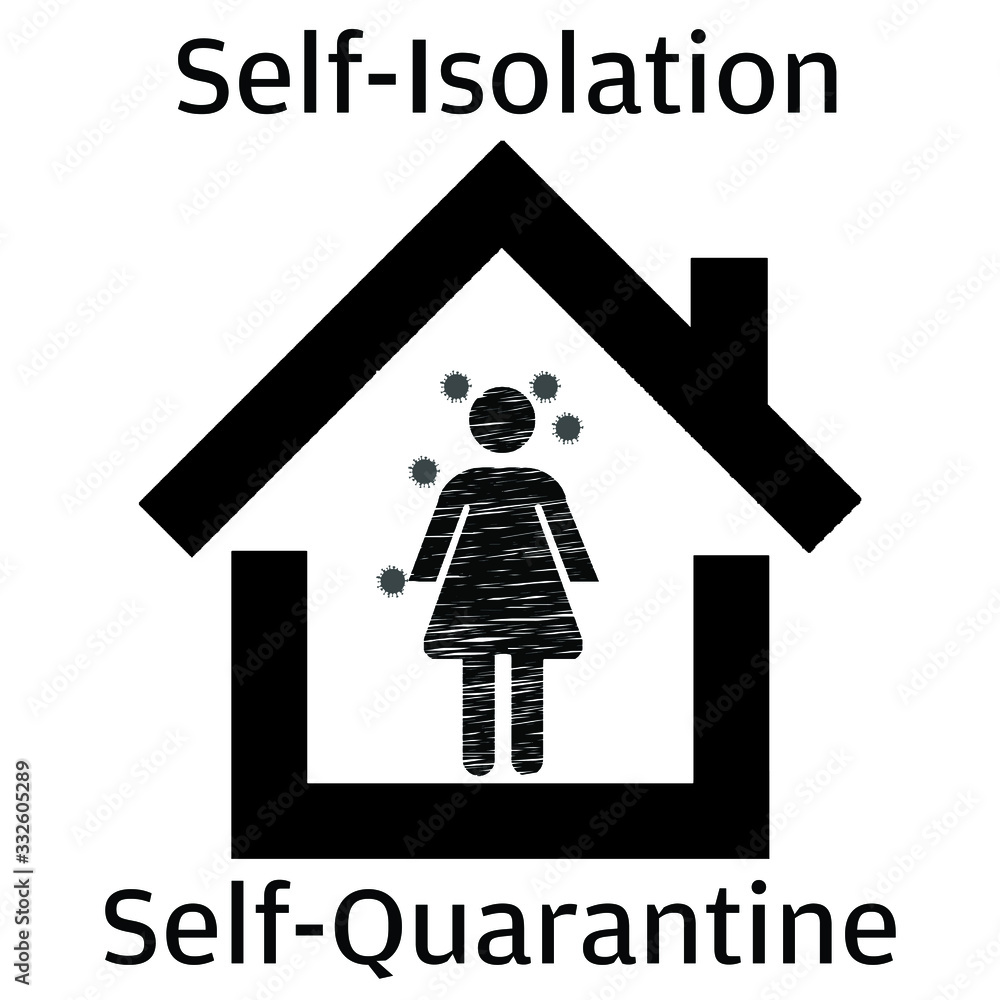 Self isolation concept. Woman with flu inside home vector illustration Self isolation concept. Woman with flu inside home vector illustration