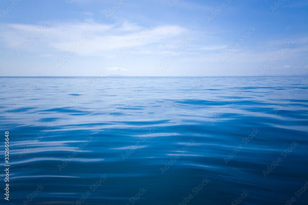 Calm Sea and Blue Sky Background.