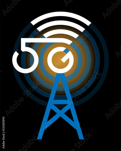 5G antenna vector icon,  5th generation of cellular network technology. Enables Internet of Things.