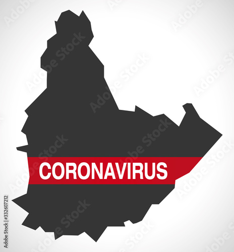 Agder NORWAY county map with Coronavirus warning illustration photo