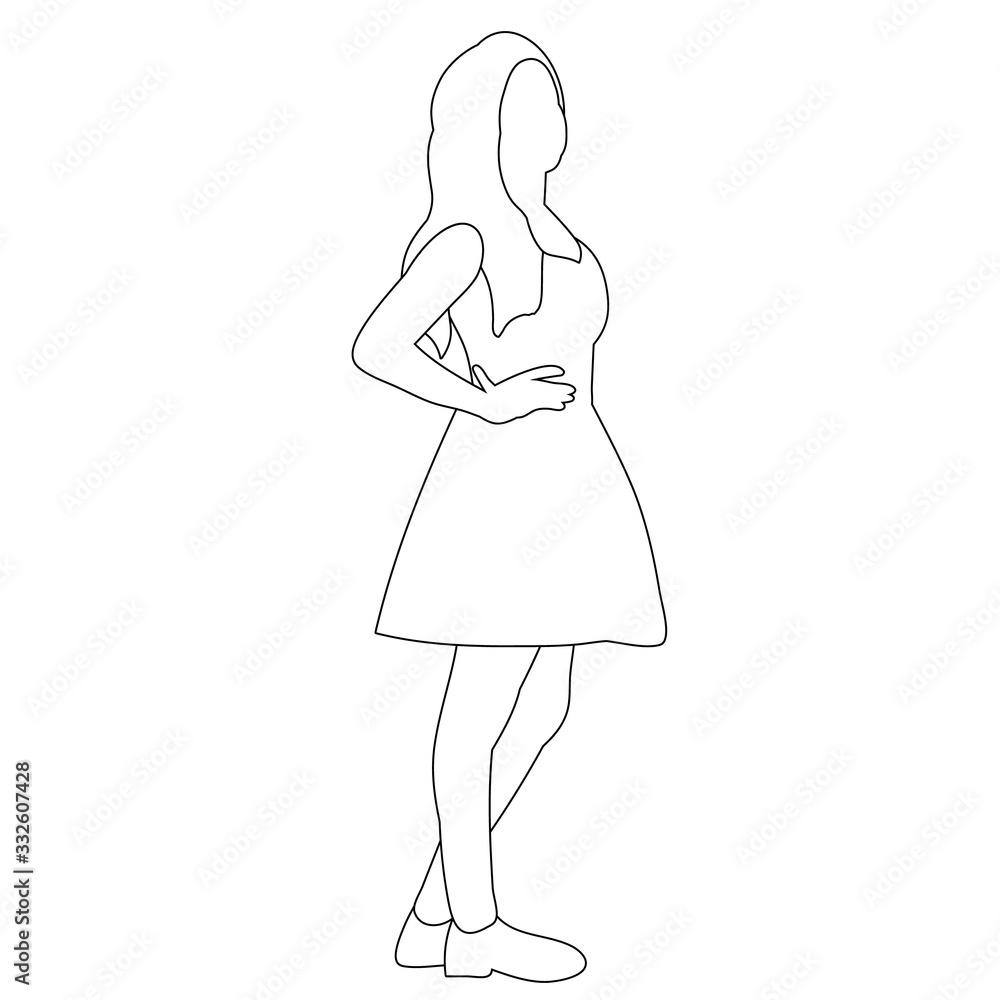 isolated, contour, sketch girl, woman isolated, contour, sketch girl, woman
