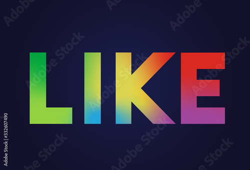 Gradient masked rainbow colours standard bold alphabet letter word LIKE photo