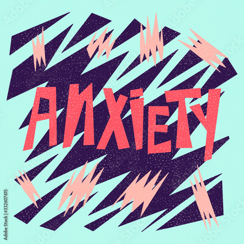 Symptom of a panic attack. Anxiety vector handwhritten inscription about psychology disorder. Depression concept. Banner, poster typography design.