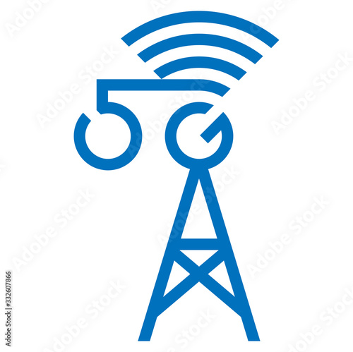 5G antenna vector icon,  5th generation of cellular network technology. Enables Internet of Things.