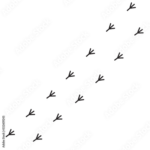 Bird feet toe trail trace track sign symbol. Animal footprint set. Black color silhouette. Cute cartoon kawaii decoration element. Flat design. White background. Isolated. © worldofvector