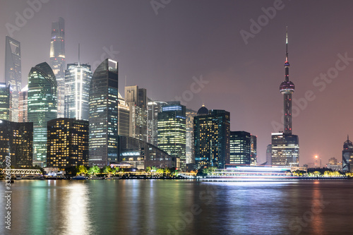 Night view of modern city in Shanghai  China