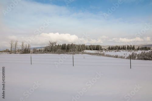 Winter American small town covered in snow in the mountains close to Seattle.