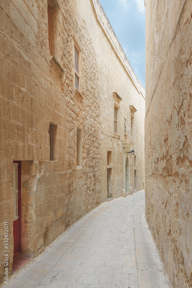Typical narrow street in former capital of Malta - Mdina