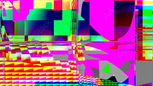Data noise abstract weird footage, digital generated vivid bright neon colors animation backgrounds, video art film, loop