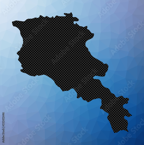 Armenia geometric map. Stencil shape of Armenia in low poly style. Cool country vector illustration.