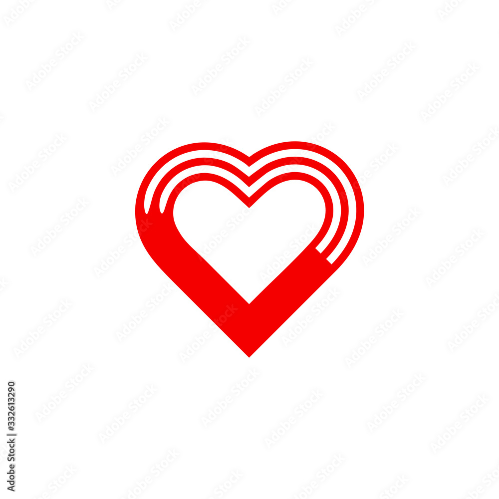 Vector heart icon. Abstract love logo. Stock illustration. Red heart icon