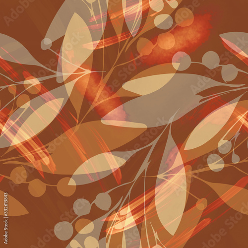 Floral Seamless Pattern with Brush Strockes.
