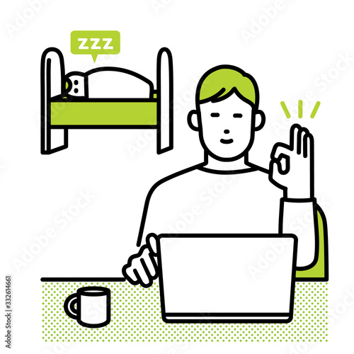 子供を寝かしつけながら仕事をするビジネスパーソン