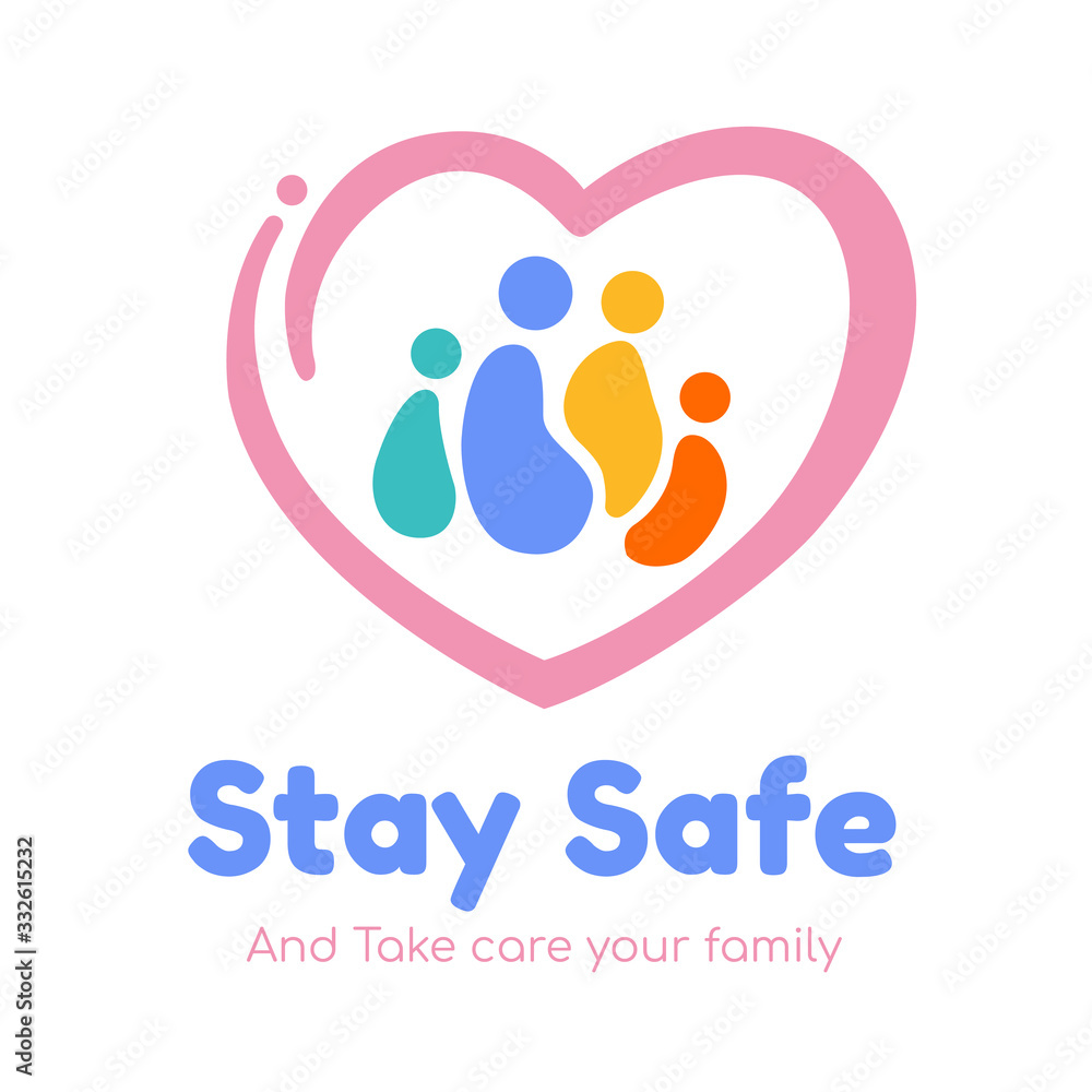 Stay safe, Stay home logo design for Social media campaign and coronavirus prevention for reduce risk of infection and spreading the virus. vector illustration. Stay safe, Stay home logo design for Social media campaign and coronavirus prevention for reduce risk of infection and spreading the virus. vector illustration.