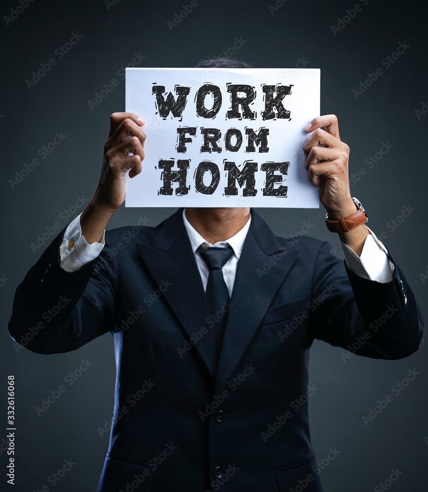 Businessman Campaigning Work From Home. Social Distancing for Preventing Coronavirus Covid-19