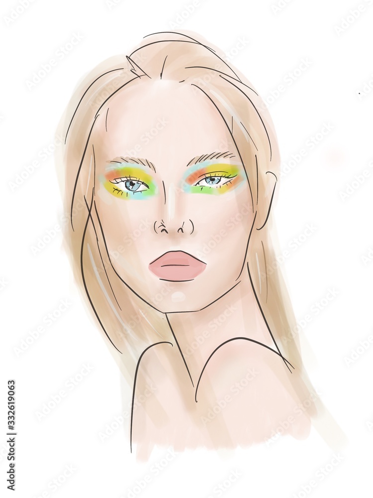 one line drawing, portrait of a beautiful girl, stylization fashion and style, fashion illustrations one line drawing, portrait of a beautiful girl, stylization fashion and style, fashion illustrations