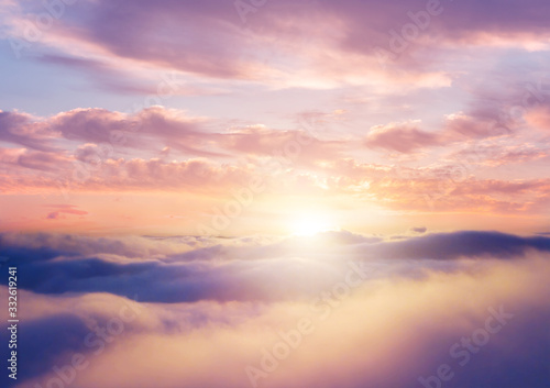 Fototapeta Naklejka Na Ścianę i Meble -  Beautiful sunrise cloudy sky from aerial view