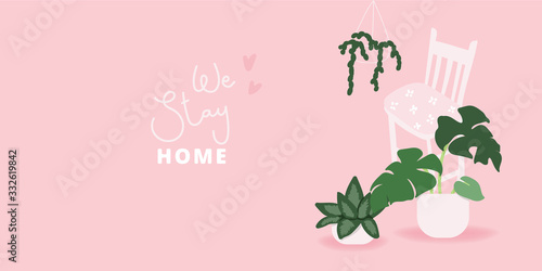 Stay home to prevention corona virus outbreak with calm background vector