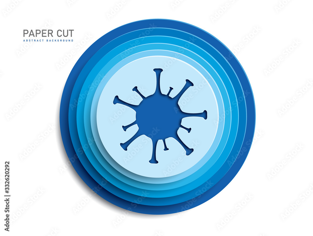 Coronavirus COVID-19. Corona virus icons. 3d blue button shapes on white background in paper cut style. Vector design multi layered wheels width shadow. Coronavirus COVID-19. Corona virus icons. 3d blue button shapes on white background in paper cut style. Vector design multi layered wheels width shadow.