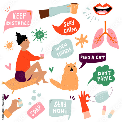 Illustration with tips for corona-virus prevention